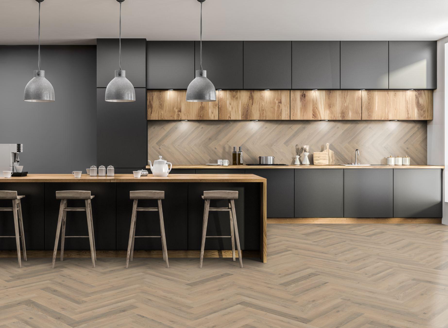 Greige Oak Herringbone